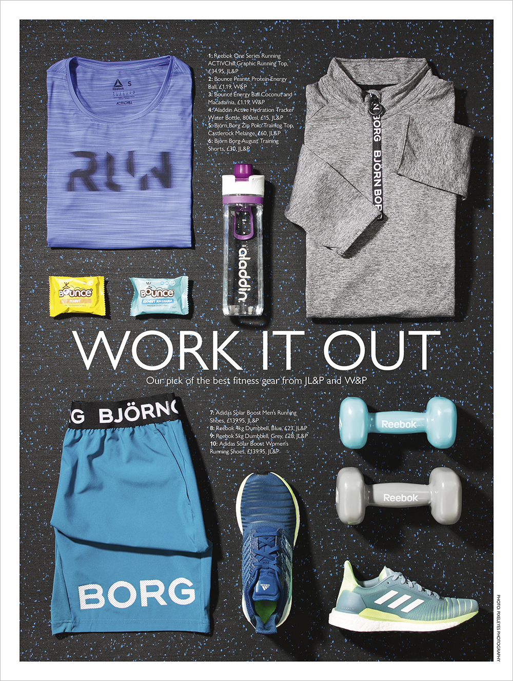 A sports products studio photo