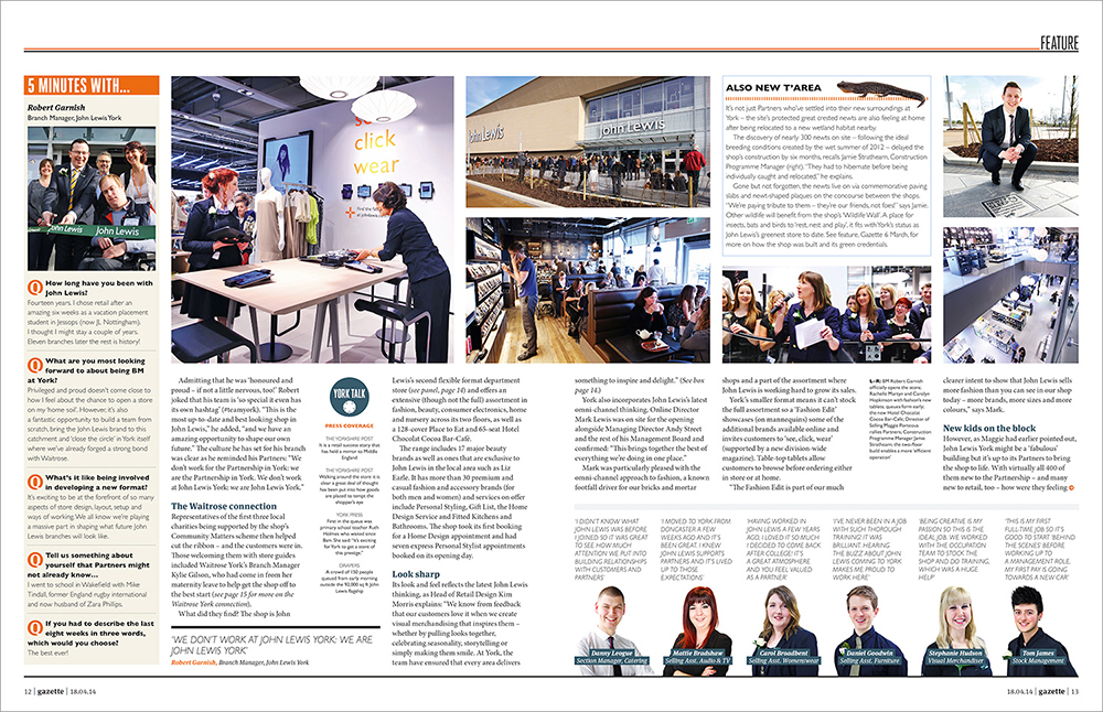 A Gazette spread about the opening of JL York
