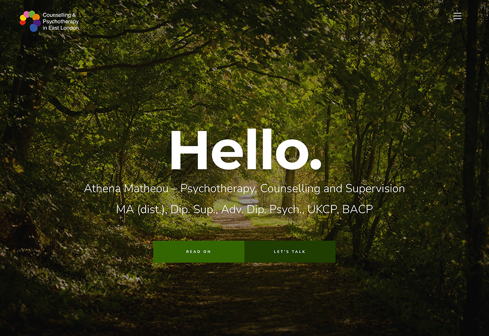 Website for counsellor and psychotherapist, Athena Matheou