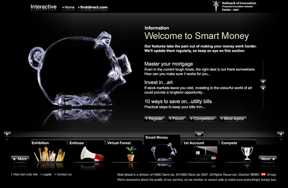 A microsite design for First Direct bank