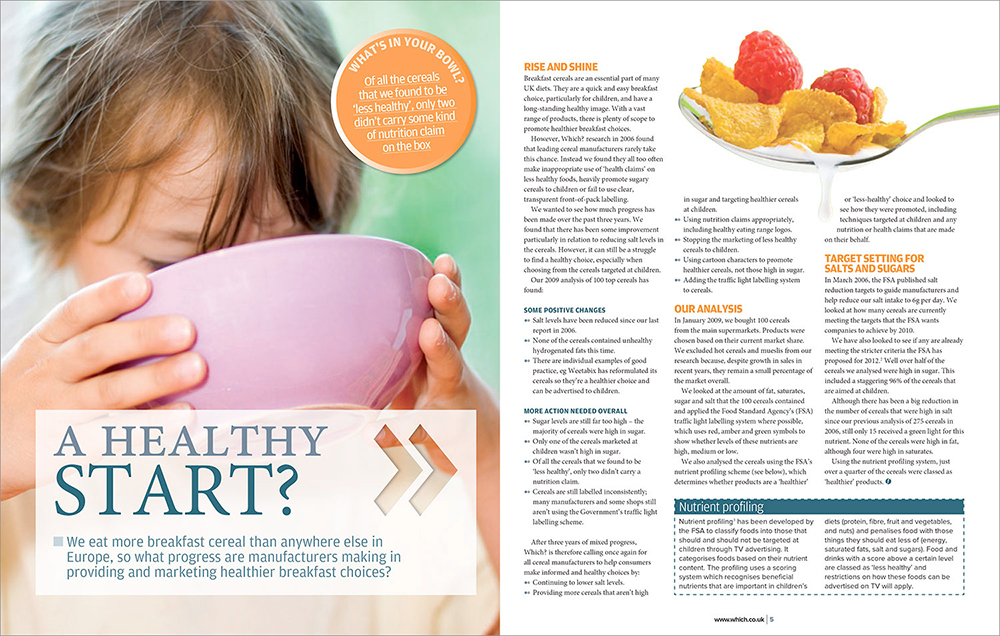 A spread from the Which? Report, Going Against the Grain