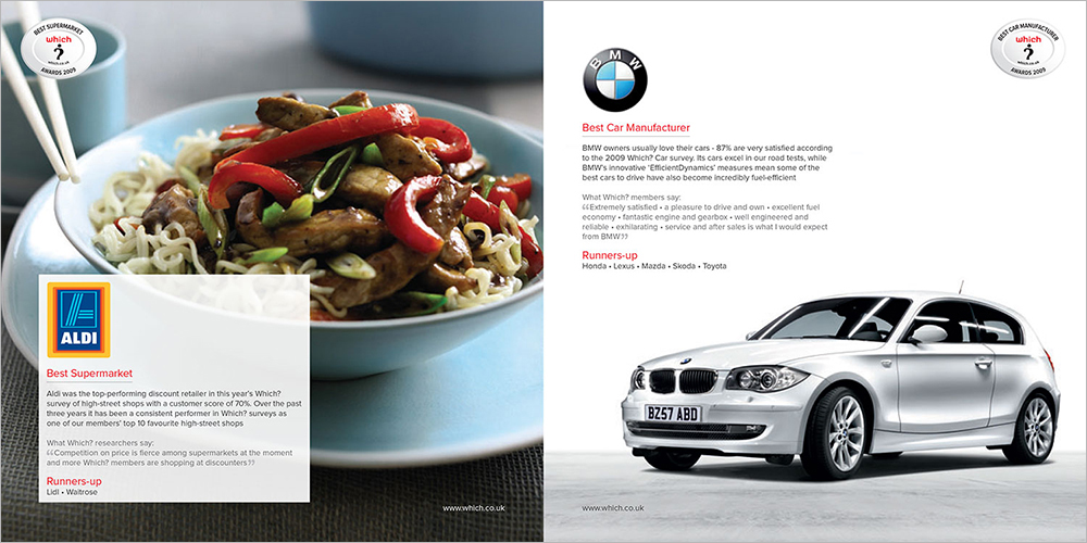 A Which? Awards brochure spread