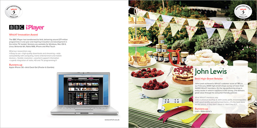 A Which? Awards brochure spread