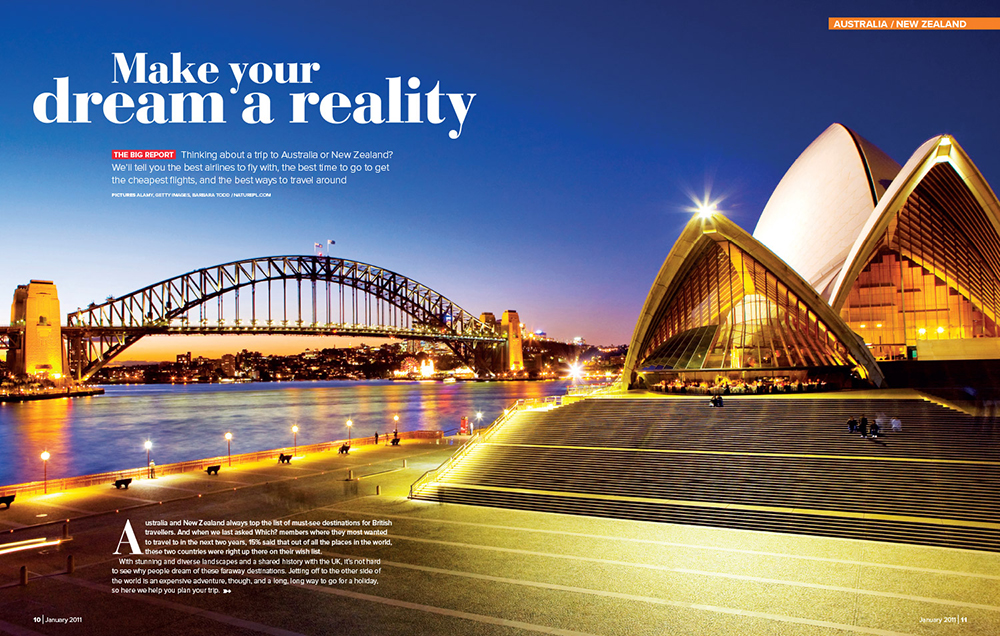 A Which? Travel spread about travelling to Australia